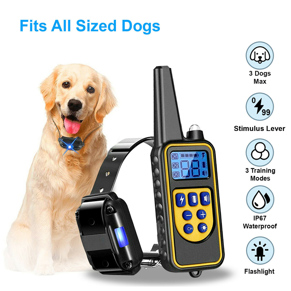 Anti Bark Pet Dog Training Collar Remote Control Obedience Collar